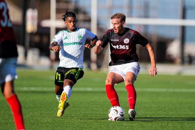August 6, 2026, Gibraltar, Gibraltar, England: Ewandro of AC Omonia Nicosia and Joe of Lincoln Red Imps FC in action during the third qualifying round UEFA Europa League Leg One football match played between Lincoln Red Imps FC and AC Omonia Nicosia at Europa Point stadium on August 6, 2026, in Gibraltar, England Gibraltar England - ZUMAa181 20260806_zaa_a181_044 Copyright: xJoaquinxCorcherox
