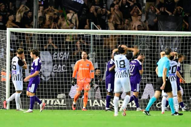 PAOK v RSC Anderlecht - UEFA Europa League THESSALONIKI, GREECE - AUGUST 06 : Coosemans Colin goalkeeper of RSC Anderlecht during the UEFA Europa League third qualifying round1st leg match between PAOK and RSC Anderlecht on August 6, 2026 in Thessaloniki, Greece, 06 08 2026 Thessaloniki Greece  Copyright: xJanxDexMeuleneirx
