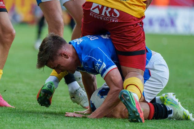 Cameron Devlin seen during UEFA Europa League 26 27 3rd qualifying round 1st leg match between teams of Jagiellonia Bialystok and Rangers F.C. (Lukasz Germaniuk Ball Raw Images) Bialystok Chorten Arena Poland Copyright: xLukaszxGermaniukx 260806WSZ-084