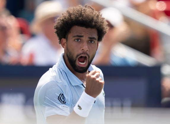 August 6, 2026, Montreal, Pq, Canada: Arthur Fils of France reacts during his match against Mariano Navone of Argentina during third round tennis action at the National Bank Open in Montreal on Thursday, Aug. 6, 2026. Canada News - August 6, 2026  - ZUMAc35_ 20260806_zaf_c35_019 Copyright: xChristinnexMuschix
