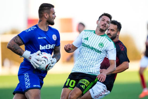 August 6, 2026, Gibraltar, Gibraltar, England: Tasos Chatzigiovanis of AC Omonia Nicosia laments during the third qualifying round UEFA Europa League Leg One football match played between Lincoln Red Imps FC and AC Omonia Nicosia at Europa Point stadium on August 6, 2026, in Gibraltar, England Gibraltar England - ZUMAa181 20260806_zaa_a181_086 Copyright: xJoaquinxCorcherox