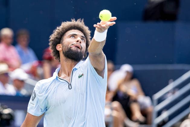 August 6, 2026, Montreal, Quebec, Canada: ARTHUR FILS (18) from France serving in match against Mariano Navone from Argentina in third round at Canadian Open at IGA stadium in Montreal, Quebec, Canada on 2026-08-06 Montreal Canada - ZUMAl189 20260806_zsp_l189_002 Copyright: xYannickxLegarex