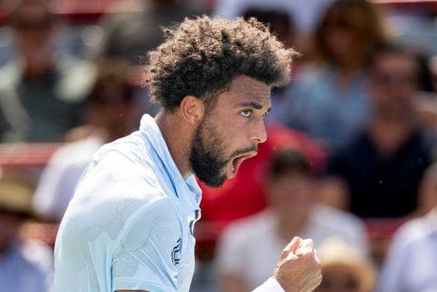 August 6, 2026, Montreal, Quebec, Canada: ARTHUR FILS (18) from France reaction after winning first set in match against Mariano Navone from Argentina in third round at Canadian Open at IGA stadium in Montreal, Quebec, Canada on 2026-08-06 TENNIS: Canadian Open Montreal 2026  - ZUMAl189 20260806_zsp_l189_034 Copyright: xYannickxLegarex