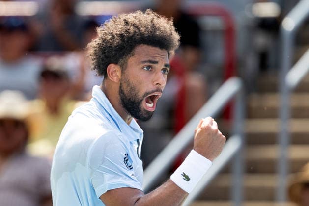 August 6, 2026, Montreal, Quebec, Canada: ARTHUR FILS (18) from France reaction after winning first set in match against Mariano Navone from Argentina in third round at Canadian Open at IGA stadium in Montreal, Quebec, Canada on 2026-08-06 TENNIS: Canadian Open Montreal 2026  - ZUMAl189 20260806_zsp_l189_038 Copyright: xYannickxLegarex