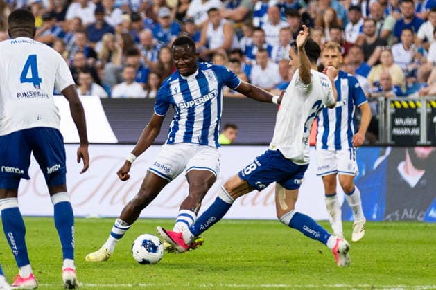 Poznan 06.08.2026. Football UEFA Europa League match between Lech Poznan and Klaksvik in Poznan, Poland --- Mecz pilka nozna UEFA Europa League pomiedzy Lechem Poznan a Klaksvik w Poznaniu Persons Shown : Yannick Agnero, Oussama Ali Fot. Tomasz Kluczynski Arena Akcji NEWSPIX.PL --- newspix.pl 