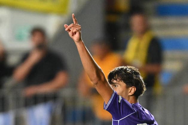 Beitar Jerusalem v Austria Wien - UEFA Conference League Sanel Saljic of Austria Wien celebrates after scoring his side s second goal during the UEFA Conference League game between Beitar Jerusalem and Austria Wien at the Ilie Oana Stadium in Ploiesti, Romania, on August 6, 2026. Ploiesti Romania  Copyright: xAlexxNicodimx originalFilename:nicodim-uefaconf260806_npAlw.jpg
