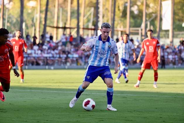 ESP: Malaga CF v Al Arabi Pre Season match 2026 2027 Aaron Ochoa of Malaga during Pre Season match between Malaga CF and Al Arabi played at Marbella Football Center, Marbella, on August 06, 2026 Marbella, Spain. Marbella Spain Football *** ESP Málaga CF vs. Al Arabi, 2026-2027 Preseason Match: Aaron Ochoa of Málaga during the preseason match between Málaga CF and Al Arabi, played at the Marbella Football Center in Marbella on August 6, 2026. Marbella, Spain. Marbella, Spain. Soccer Copyright: xx