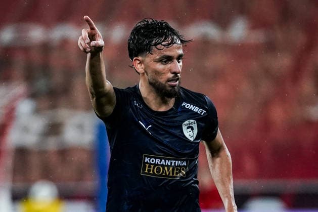 Fussball: Österreich: UEFA Europa League Qualifikation 2026 2027 - 3. Runde, 06.08.2026 - FC Red Bull Salzburg (Österreich) vs. Pafos FC (Zypern) - Red Bull Arena (Wals-Siezenheim, Österreich); Gabriel Biel (Pafos FC) *** Soccer Austria UEFA Europa League Qualifying 2026–2027, Round 3, August 6, 2026, FC Red Bull Salzburg (Austria) vs. Pafos FC (Cyprus), Red Bull Arena, Wals-Siezenheim, Austria, Gabriel Biel, Pafos FC Copyright: xLUKAxKOLANOVICx