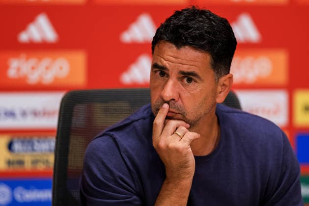 AMSTERDAM, NETHERLANDS - AUGUST 6: AFC Ajax head coach Michel attends a press conference, PK, Pressekonferenz after the UEFA Conference League 2026 27 third qualifying round first leg match between AFC Ajax and Shelbourne FC at the Johan Cruijff Arena on August 6, 2026 in Amsterdam, Netherlands.  Copyright: xRenexNijhuis MBxMediax