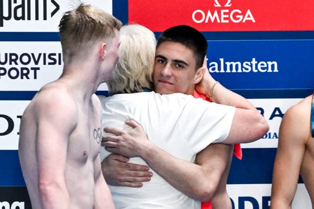 Ruslan Ternovoi Neutral Athlete B celebrates after the diving 10m Platform Men Final during the European Aquatics Championships at the Olympic Aquatic Center in Paris (France), August 6, 2026. Andrea Masini Deepbluemedia Insidefoto
