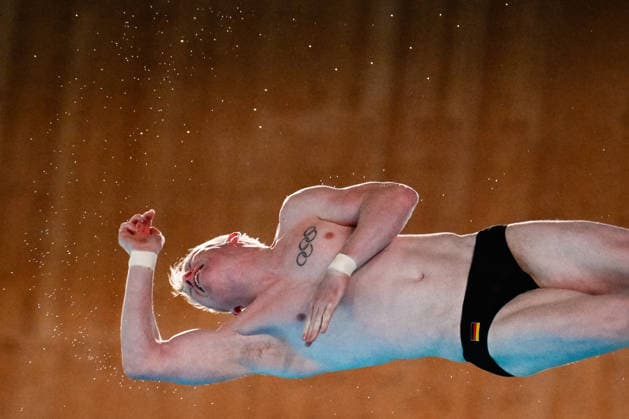 Jaden Shiloh Eikermann Gregorchuk of Germany competes in the Diving Men s 10m Platform Final during the European Aquatics Championships at the Olympic Aquatic Center in Paris (France), August 6, 2026. Andrea Masini Deepbluemedia Insidefoto