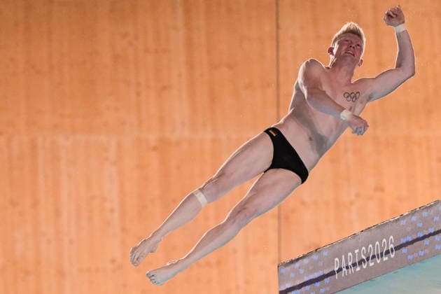 Jaden Shiloh Eikermann Gregorchuk of Germany competes in the Diving Men s 10m Platform Preliminary during the European Aquatics Championships at the Olympic Aquatic Center in Paris (France), August 6, 2026. Giorgio Scala DBM - Deepbluemedia Insidefoto