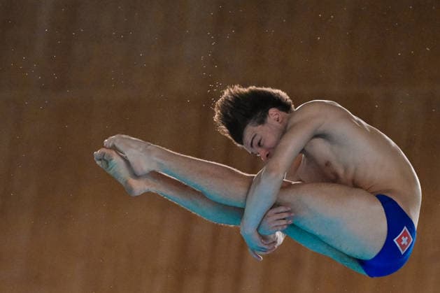 Erik Passerone of Switzerland competes in the Diving Men s 10m Platform Preliminary during the European Aquatics Championships at the Olympic Aquatic Center in Paris (France), August 6, 2026. Giorgio Scala DBM - Deepbluemedia Insidefoto