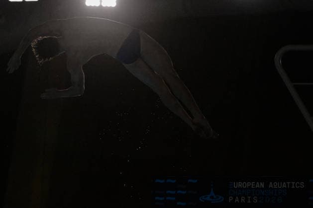 Noah Williams of Great Britain competes in the Diving Men s 10m Platform Preliminary during the European Aquatics Championships at the Olympic Aquatic Center in Paris (France), August 6, 2026. Giorgio Scala DBM - Deepbluemedia Insidefoto