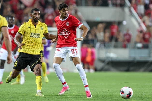 06.08.2026, Miszkolc Liga Konferencji UEFA sezon 2026 27 runda III kwalifikacji, Hapoel Tel Aviv - GKS Katowice - UEFA Conference League football Match season 2026 27 round III qualification Hapoel Tel Awiw - GKS Katowice Nz. Lukas Klemenz Mor Buskila Fot. Michal Chwieduk Arena Akcji NEWSPIX.PL --- newspix.pl 