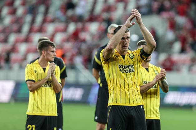 06.08.2026, Miszkolc Liga Konferencji UEFA sezon 2026 27 runda III kwalifikacji, Hapoel Tel Aviv - GKS Katowice - UEFA Conference League football Match season 2026 27 round III qualification Hapoel Tel Awiw - GKS Katowice Nz. Arkadiusz Jedrych smutek GKS Fot. Michal Chwieduk Arena Akcji NEWSPIX.PL --- newspix.pl 