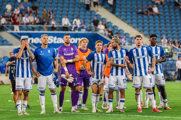 Poznan 06.08.2026. Football UEFA Europa League match between Lech Poznan and KI Klaksvik in Poznan, Poland --- Mecz pilka nozna UEFA Europa League Lech Poznan - KI Klaksvik w Poznaniu Persons Shown : Mikael Ishak, Mateusz Skrzypczak, Mateusz Lis, Joel Pereira, Patrik Walemark, Yannick Agnero Fot. Mikolaj Barbanell Arena Akcji NEWSPIX.PL --- newspix.pl 