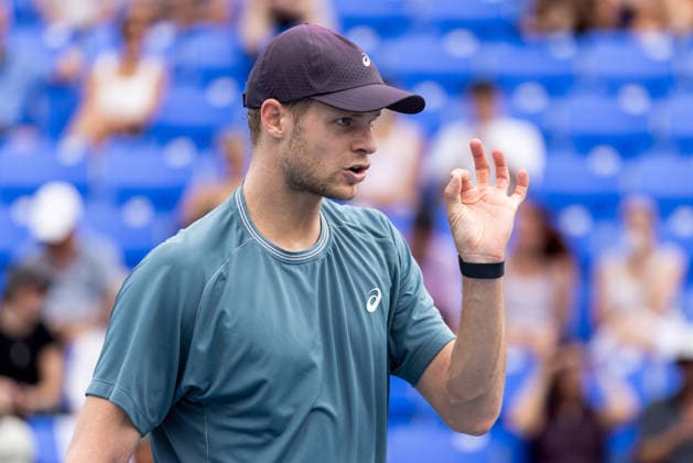 August 6, 2026, Montreal, Quebec, Canada: YANNICK HANFMANN from Germany reaction in match against Nuno Borges from Portugal in third round at Canadian Open at IGA stadium in Montreal, Quebec, Canada on 2026-08-06 TENNIS: Canadian Open Montreal 2026  - ZUMAl189 20260806_zsp_l189_080 Copyright: xYannickxLegarex
