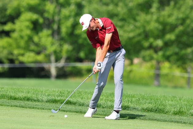 BEDMINSTER, NJ - AUGUST 06: David Puig of Fireballs GC plays from the 9th fairway during the first round of LIV Golf New York on August 6, 2026 at Trump National Golf Club in Bedminster, New Jersey. (Photo by Rich Graessle Icon Sportswire) GOLF: AUG 06 LIV Golf New York EDITORIAL USE ONLY Icon260806299391