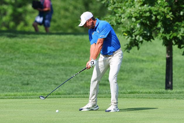 BEDMINSTER, NJ - AUGUST 06: Charles Howell III of Crushers GC plays from the 9th fairway during the first round of LIV Golf New York on August 6, 2026 at Trump National Golf Club in Bedminster, New Jersey. (Photo by Rich Graessle Icon Sportswire) GOLF: AUG 06 LIV Golf New York EDITORIAL USE ONLY Icon260806299481