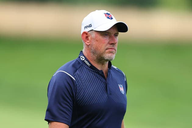 BEDMINSTER, NJ - AUGUST 06: Lee Westwood Captain of Majesticks Golf Club walks up the 9th fairway during the first round of LIV Golf New York on August 6, 2026 at Trump National Golf Club in Bedminster, New Jersey. (Photo by Rich Graessle Icon Sportswire) GOLF: AUG 06 LIV Golf New York EDITORIAL USE ONLY Icon260806299691