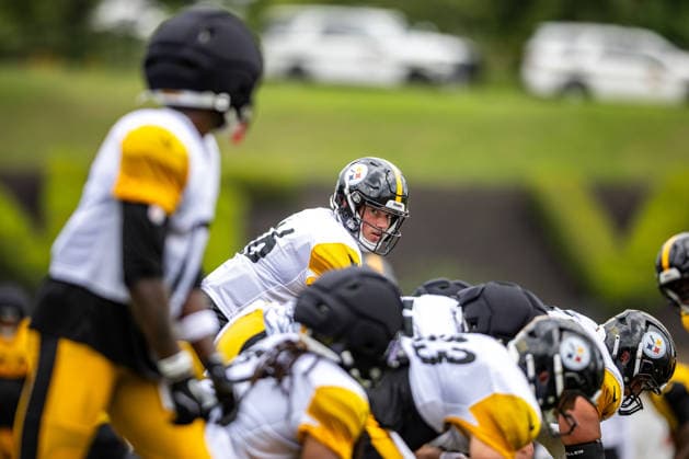 August 6, 2026, Latrobe, Pennsylvania, USA: Pittsburgh Steelers quarterback DREW ALLAR (16) during the Pittsburgh Steelers Training Camp in Latrobe, Pennsylvania. NFL, American Football Herren, USA 2026: Pittsburgh Steelers Training Camp  - ZUMAg257 20260806_zsp_g257_065 Copyright: xBrentxGudenschwagerx