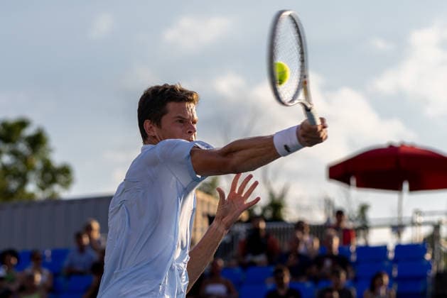 August 6, 2026, Montreal, Quebec, Canada: ALEXANDER BLOCKX (27) from Belgium forehand in match against Jiri Lehecka (8) from Czech Republic in third round at Canadian Open at IGA stadium in Montreal, Quebec, Canada on 2026-08-06 TENNIS: Canadian Open Montreal 2026  - ZUMAl189 20260806_zsp_l189_093 Copyright: xYannickxLegarex