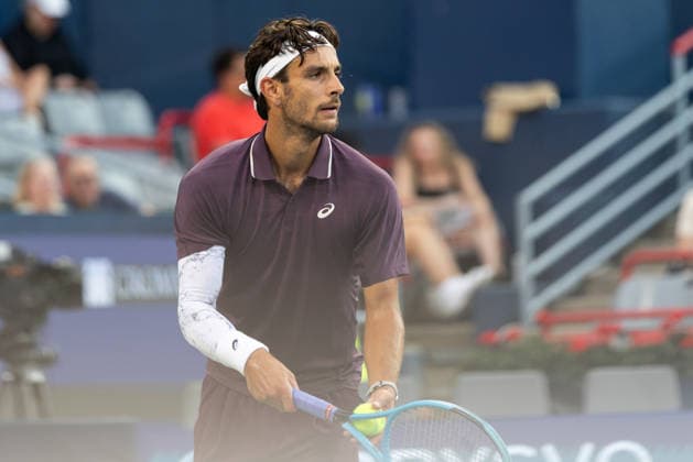 August 6, 2026, Montreal, Quebec, Canada: LORENZO MUSETTI (11) from italia serving in match against Rafael Jodar (20) from Spain in third round at Canadian Open at IGA stadium in Montreal, Quebec, Canada on 2026-08-06 Montreal Canada - ZUMAl189 20260806_zsp_l189_107 Copyright: xYannickxLegarex