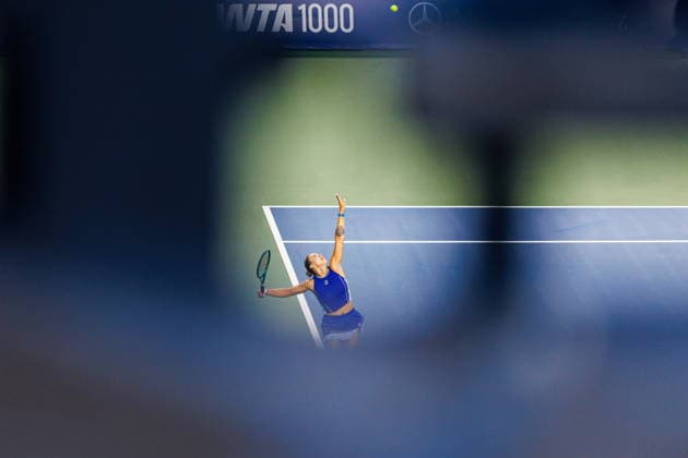 August 6, 2026, Toronto, On, Canada: Aryna Sabalenka serves the ball to Shuai Zhang of China during National Bank Open tennis action in Toronto, on Thursday, Aug. 6, 2026. Canada News - August 6, 2026  - ZUMAc35_ 20260806_zaf_c35_104 Copyright: xKeitoxNewmanx