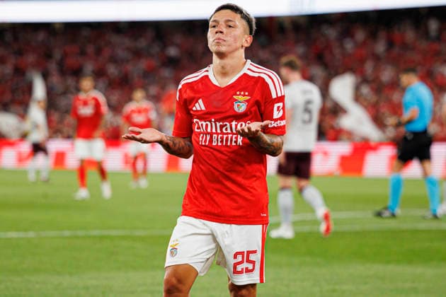 August 6, 2026, Lisbon, Portugal: Gianluca Prestianni (SL Benfica) seen celebrating a goal during the UEFA Europa League third round qualifying game between teams of SL Benfica and Heart of Midlothian FC at Estadio Da Luz. Final score; SL Benfica 6:1 Heart of Midlothian FC SL Benfica Vs Heart Of Midlothian FC In Lisbon - 06 Aug 2026  - ZUMAs197 20260806_aaa_s197_192 Copyright: xMaciejxRogowskix