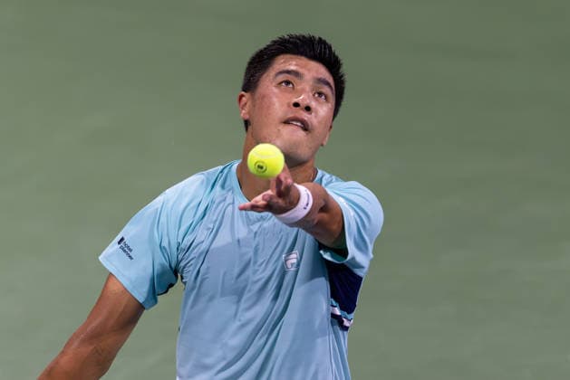 August 6, 2026, Montreal, Quebec, Canada: BRANDON NAKASHIMA (28) from USA serving in match against Titouan Droguet from France in third round at Canadian Open at IGA stadium in Montreal, Quebec, Canada on 2026-08-06 Montreal Canada - ZUMAl189 20260806_zsp_l189_110 Copyright: xYannickxLegarex