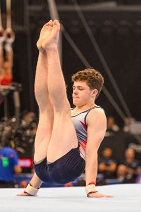 Gymnastics: Gymnastics: Xfinity US Gymnastics Championships William Rebar of Team Legacy competes on floor exercise in the junior division of the Xfinity USA Gymnastics Championship at the Mortgage Matchup Center in Phoenix, Arizona, Thursday, August 6, 2026. (Thomas Fernandez Image of . Phoenix Arizona United States EDITORIAL USE ONLY Copyright: xx ThomasxFernandezx iosphotos417373