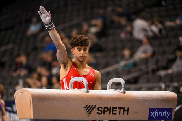 Gymnastics: Gymnastics: Xfinity US Gymnastics Championships Yotam Gabay of Gym Olympica competes on pommel horse exercise in the junior division of the Xfinity USA Gymnastics Championship at the Mortgage Matchup Center in Phoenix, Arizona, Thursday, August 6, 2026. (Thomas Fernandez Image of . Phoenix Arizona United States EDITORIAL USE ONLY Copyright: xx ThomasxFernandezx iosphotos417386