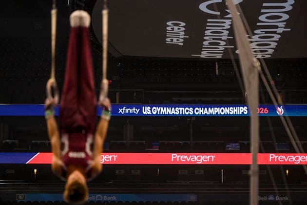 Gymnastics: Gymnastics: Xfinity US Gymnastics Championships Rocco Aragon of 5280 Gym competes on still rings exercise in the junior division of the Xfinity USA Gymnastics Championship at the Mortgage Matchup Center in Phoenix, Arizona, Thursday, August 6, 2026. (Thomas Fernandez Image of . Phoenix Arizona United States EDITORIAL USE ONLY Copyright: xx ThomasxFernandezx iosphotos417389