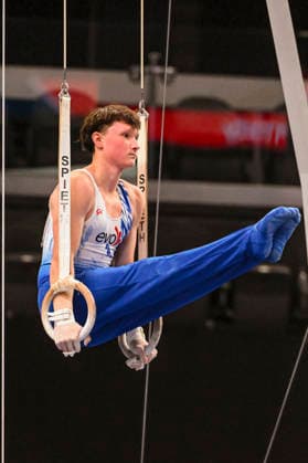 Gymnastics: Gymnastics: Xfinity US Gymnastics Championships Brock Strickland of EVO Gym competes on still rings exercise in the junior division of the Xfinity USA Gymnastics Championship at the Mortgage Matchup Center in Phoenix, Arizona, Thursday, August 6, 2026. (Thomas Fernandez Image of . Phoenix Arizona United States EDITORIAL USE ONLY Copyright: xx ThomasxFernandezx iosphotos417340