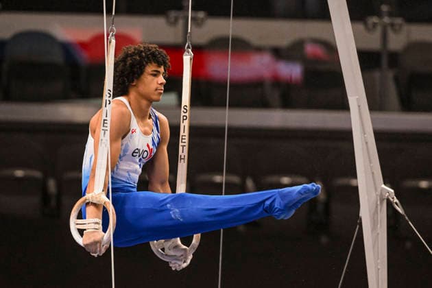 Gymnastics: Gymnastics: Xfinity US Gymnastics Championships Elijah Connor of EVO Gym competes on still rings exercise in the junior division of the Xfinity USA Gymnastics Championship at the Mortgage Matchup Center in Phoenix, Arizona, Thursday, August 6, 2026. (Thomas Fernandez Image of . Phoenix Arizona United States EDITORIAL USE ONLY Copyright: xx ThomasxFernandezx iosphotos417341