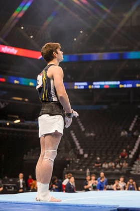 Gymnastics: Gymnastics: Xfinity US Gymnastics Championships Bo McCrea of Lakeshore Gym competes on floor exercise in the junior division of the Xfinity USA Gymnastics Championship at the Mortgage Matchup Center in Phoenix, Arizona, Thursday, August 6, 2026. (Thomas Fernandez Image of . Phoenix Arizona United States EDITORIAL USE ONLY Copyright: xx ThomasxFernandezx iosphotos417329
