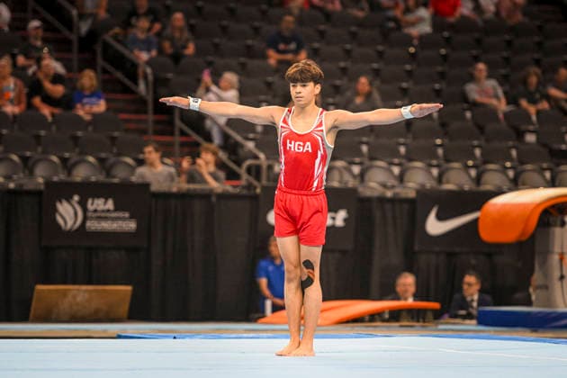 Gymnastics: Gymnastics: Xfinity US Gymnastics Championships Dominick Camare of HGA competes on floor exercise in the junior division of the Xfinity USA Gymnastics Championship at the Mortgage Matchup Center in Phoenix, Arizona, Thursday, August 6, 2026. (Thomas Fernandez Image of . Phoenix Arizona United States EDITORIAL USE ONLY Copyright: xx ThomasxFernandezx iosphotos417332