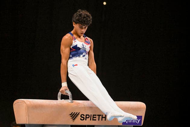 Gymnastics: Gymnastics: Xfinity US Gymnastics Championships Jovan Jimeno of Cypress Academy competes on pommel horse exercise in the junior division of the Xfinity USA Gymnastics Championship at the Mortgage Matchup Center in Phoenix, Arizona, Thursday, August 6, 2026. (Thomas Fernandez Image of . Phoenix Arizona United States EDITORIAL USE ONLY Copyright: xx ThomasxFernandezx iosphotos417353