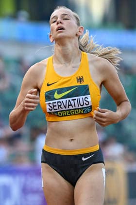 World Athletics U20 Championships Oregon 2026 EUGENE, UNITED STATES OF AMERICA - AUGUST 7, 2026 : Elenor Servatius (GER) competing in the 800m of the heptathlon during the World Athletics U20 Championships Oregon 2026 at Hayward Field on August 7, 2026 in Eugene, United States Of America. *** World Athletics U20 Championships, Oregon 2026 EUGENE, UNITED STATES OF AMERICA AUGUST 7, 2026 Elenor Servatius (GER) competing in the 800m event of the heptathlon during the World Athletics U20 Championships Oregon 2026 at Hayward Field on August 7, 2026, in Eugene, United States of America Copyright: xBEAUTIFULxSPORTS DecaxText&Bildx