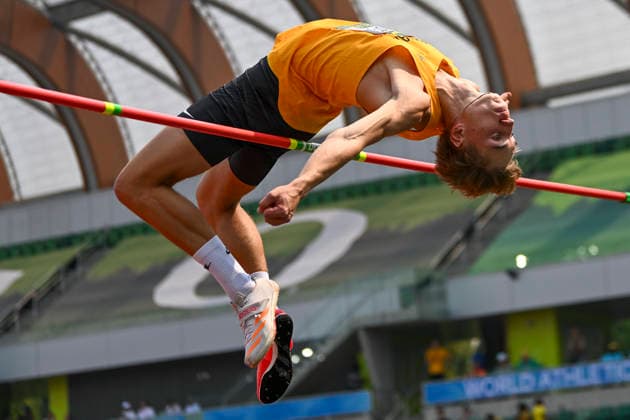 World Athletics U20 Championships Oregon 2026 EUGENE, UNITED STATES OF AMERICA - AUGUST 6, 2026 : Jacob Thomä (GER) competing in the high jump during the World Athletics U20 Championships Oregon 2026 at Hayward Field on August 6, 2026 in Eugene, United States Of America. *** World Athletics U20 Championships Oregon 2026 EUGENE, UNITED STATES OF AMERICA AUGUST 6, 2026 Jacob Thomä (GER) competing in the high jump during the World Athletics U20 Championships Oregon 2026 at Hayward Field on August 6, 2026, in Eugene, United States of America Copyright: xBEAUTIFULxSPORTS DecaxText&Bildx