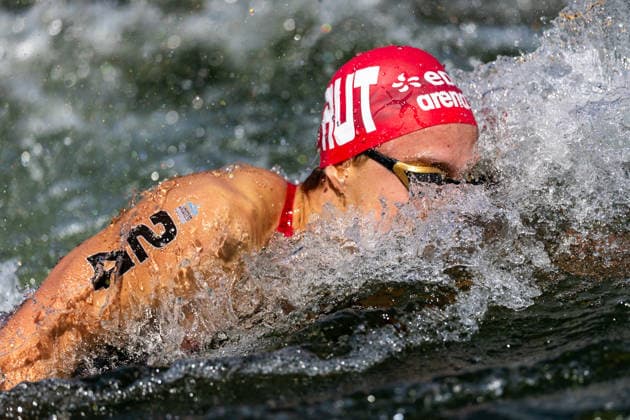 SWIMMING - EAC 2026 PARIS,FRANCE,07.AUG.26 - SWIMMING - European Aquatics Championships Paris 2026, open water, 3km knock out,men. Image shows Luca Karl (AUT).  GEPAxpictures xPhilippxBrem