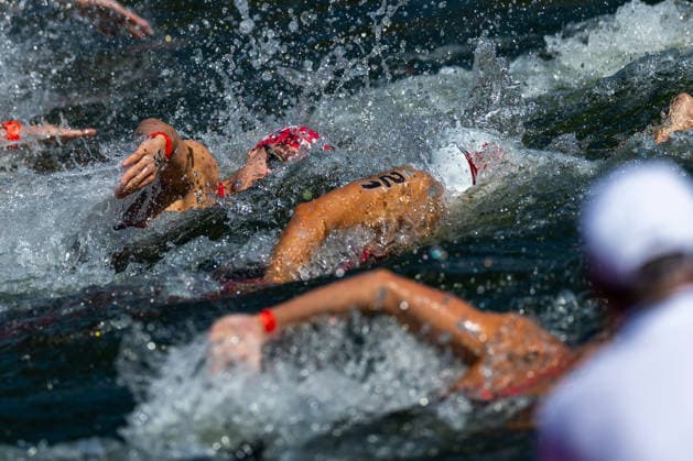 SWIMMING - EAC 2026 PARIS,FRANCE,07.AUG.26 - SWIMMING - European Aquatics Championships Paris 2026, open water, 3km knock out,men. Image shows Luca Karl (AUT).  GEPAxpictures xPhilippxBrem