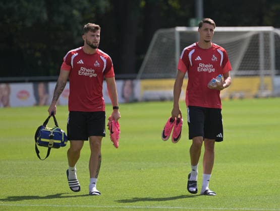 07.08.2026, xophax, Fussball 1.Bundesliga, 1.FC Koeln Training auf Platz 7 am Geissbockheim . Training U21, U 21 . Malek El Mala ( 1.FC Köln ) , rechts und Luis Stapelmann, links ( beide 1.FC Köln Kitzbühel *** August 7, 2026, xophax, Soccer, Bundesliga 1, 1. FC Köln Training on Field 7 at Geissbockheim; U21 Training: Malek El Mala (1. FC Köln, right) and Luis Stapelmann (1. FC Köln, left), both from 1. FC Köln, Kitzbühel