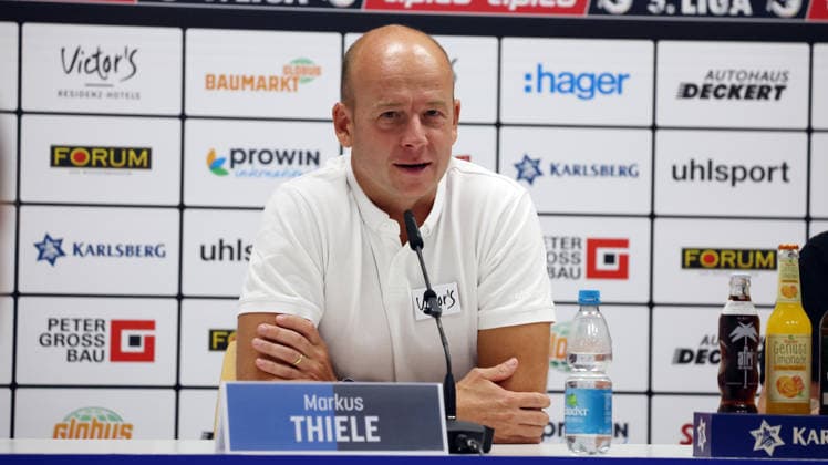 07.08.2026, xrekx, Fussball 3.Liga, 1. FC Saarbruecken - Pressekonferenz mit Sportvorstand Markus Thiele v.l. Markus Thiele Sportvorstand (1.FC Saarbruecken) (DFL DFB REGULATIONS PROHIBIT ANY USE OF PHOTOGRAPHS as IMAGE SEQUENCES and or QUASI-VIDEO) Saarbruecken *** August 7, 2026, xrekx, Soccer 3rd Division, 1 FC Saarbrücken Press Conference with Sporting Director Markus Thiele (from left) Markus Thiele, Sporting Director of 1 FC Saarbrücken. DFL and DFB regulations prohibit any use of photographs as image sequences and or quasi-video. Saarbrücken