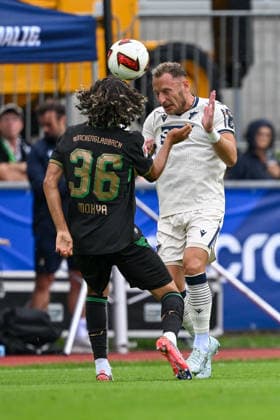 SOCCER - Hoffenheim vs Gladbach, test match SCHWAZ,AUSTRIA,07.AUG.26 - SOCCER - 1. DFL, 1. Deutsche Bundesliga, TSG Hoffenheim vs Borussia Mönchengladbach, test match. Image shows Wael Mohya (Gladbach) and Vladimir Coufal (Hoffenheim).  GEPAxpictures xDanielxSchoenherr