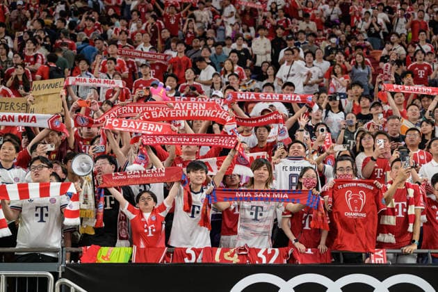 August 7, 2026, Hong Kong, Hong Kong: Bayern Munich celebrate in the pre season 2026-2027 match in Hong Kong. Audi Football Summit Bayern Munich vs Aston Villa Hong Kong Hong Kong Hong Kong - ZUMAr144 20260807_zap_r144_023 Copyright: xJaynexRussellx