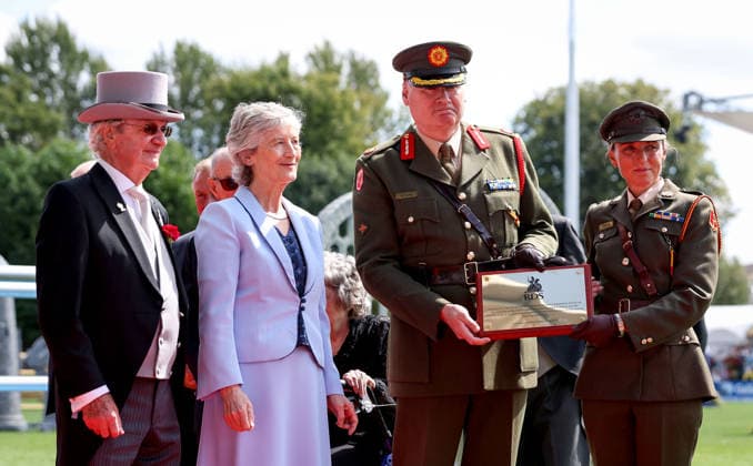 2026 Dublin Horse Show, Laya Arena, Dublin 7 8 2026 President of Ireland Catherine Connolly during the Presentation of Winning Irish Nations Cup Riders Catherine Connolly during the Presentation of Winning Irish Nations Cup Riders 7 8 2026  Copyright: xx DC73959 copy