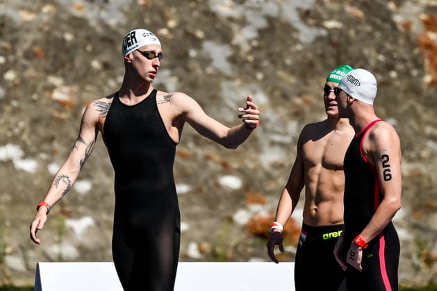Florian Wellbrock of Germany competes in the open water swimming 3km Knockout Men Final during the European Aquatics Championships at the River Seine in Paris (France), August 7, 2026. Andrea Staccioli Deepbluemedia Insidefoto