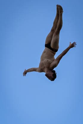 Manuel Tobias Halbisch of Germany competes in the High Diving Men s 20m Final during the European Aquatics Championships at the Olympic Aquatic Center in Paris (France), August 7, 2026. Giorgio Scala DBM - Deepbluemedia Insidefoto